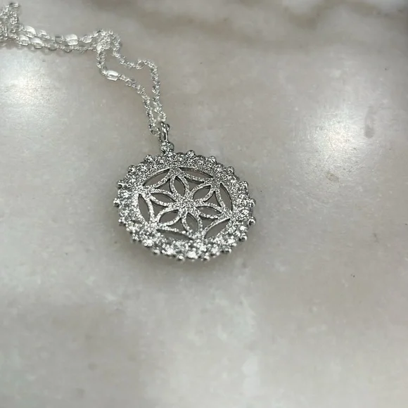 Sterling Silver Flower of Life Pendant Necklace - Picture 3 of 4